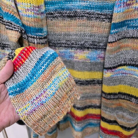 Plus Size 3X Multi-Color Striped Knit Open Cardigan Sweater Long Sleeve Boho - Picture 7 of 9